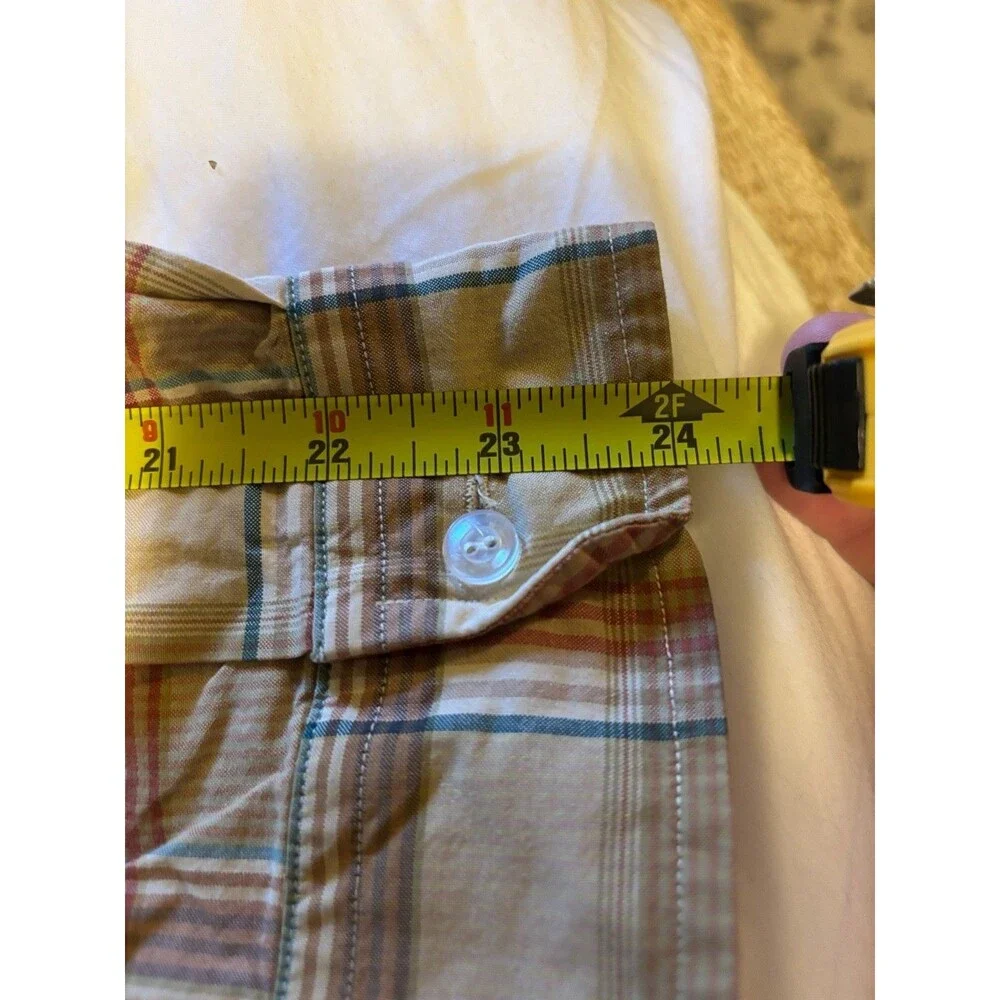 Polo Ralph Lauren Mens XL Plaid Button Front Shirt Beige Tan Cotton Long Sleeve